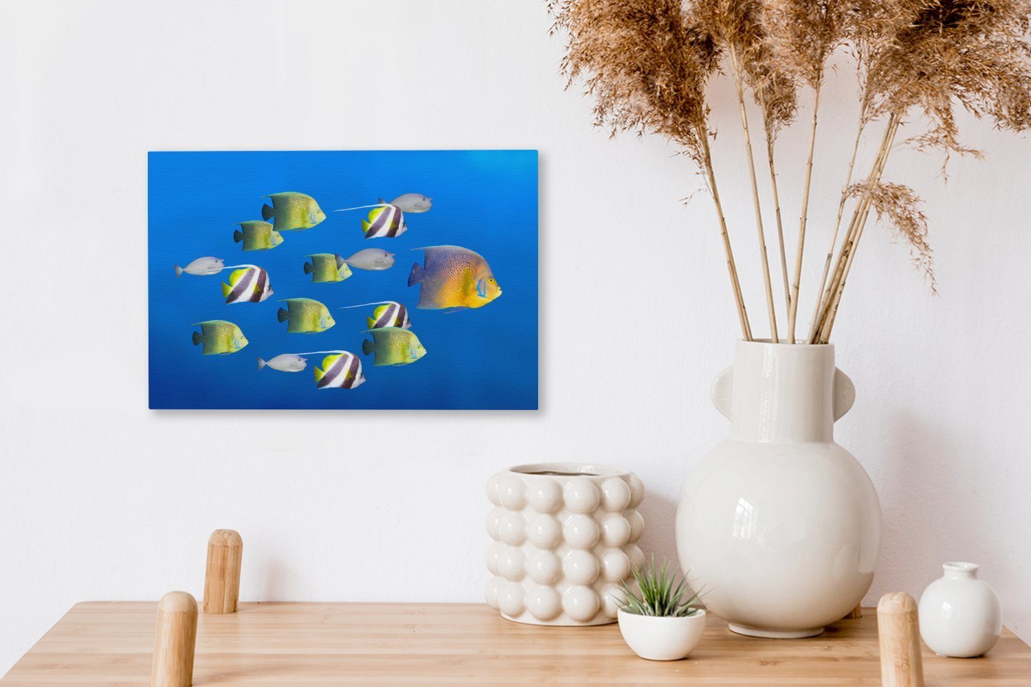 - Fische Wanddeko, Gruppe, 30x20 Aufhängefertig, - (1 Leinwandbild cm Leinwandbilder, OneMillionCanvasses® Tropisch Wandbild St),