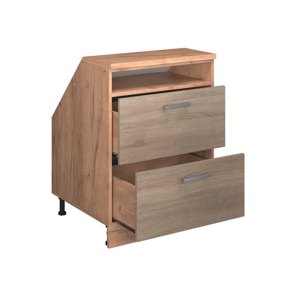 Vicco Unterschrank R-Line, Sonoma/Goldkraft Eiche, 60 cm mit 2 Schubladen, Schrankkorp... (1-St)