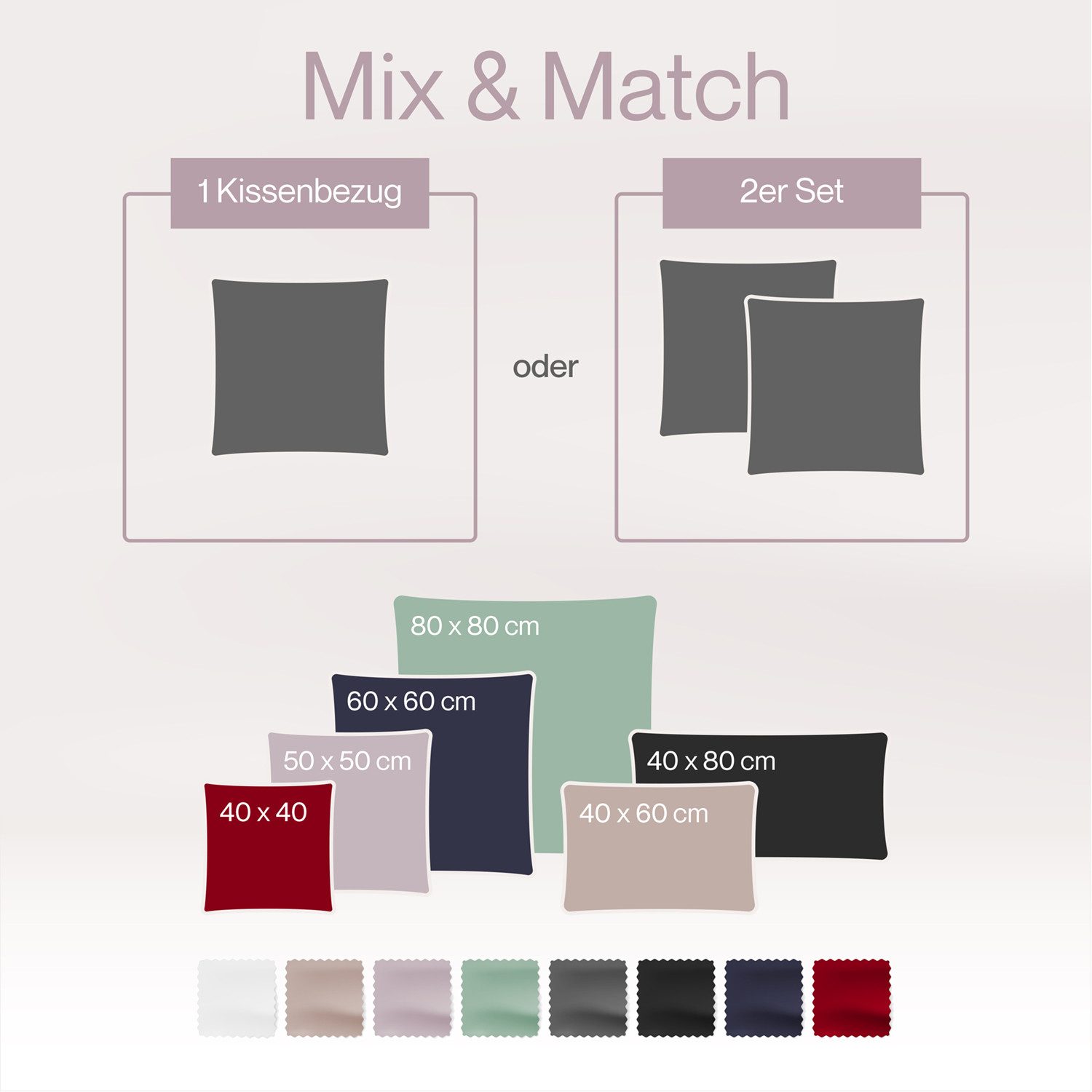 Blumtal Kissenbezüge Premium Mako Satin Kissenbezug, superweich aus 100% Ba günstig online kaufen