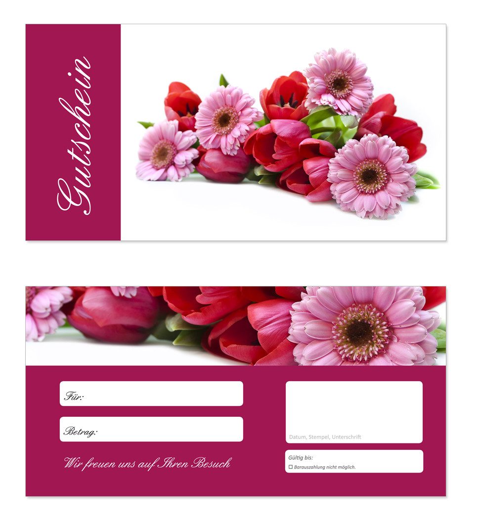 Geschenkkarte Geschenkgutscheine Blumen Stäuße Floristik