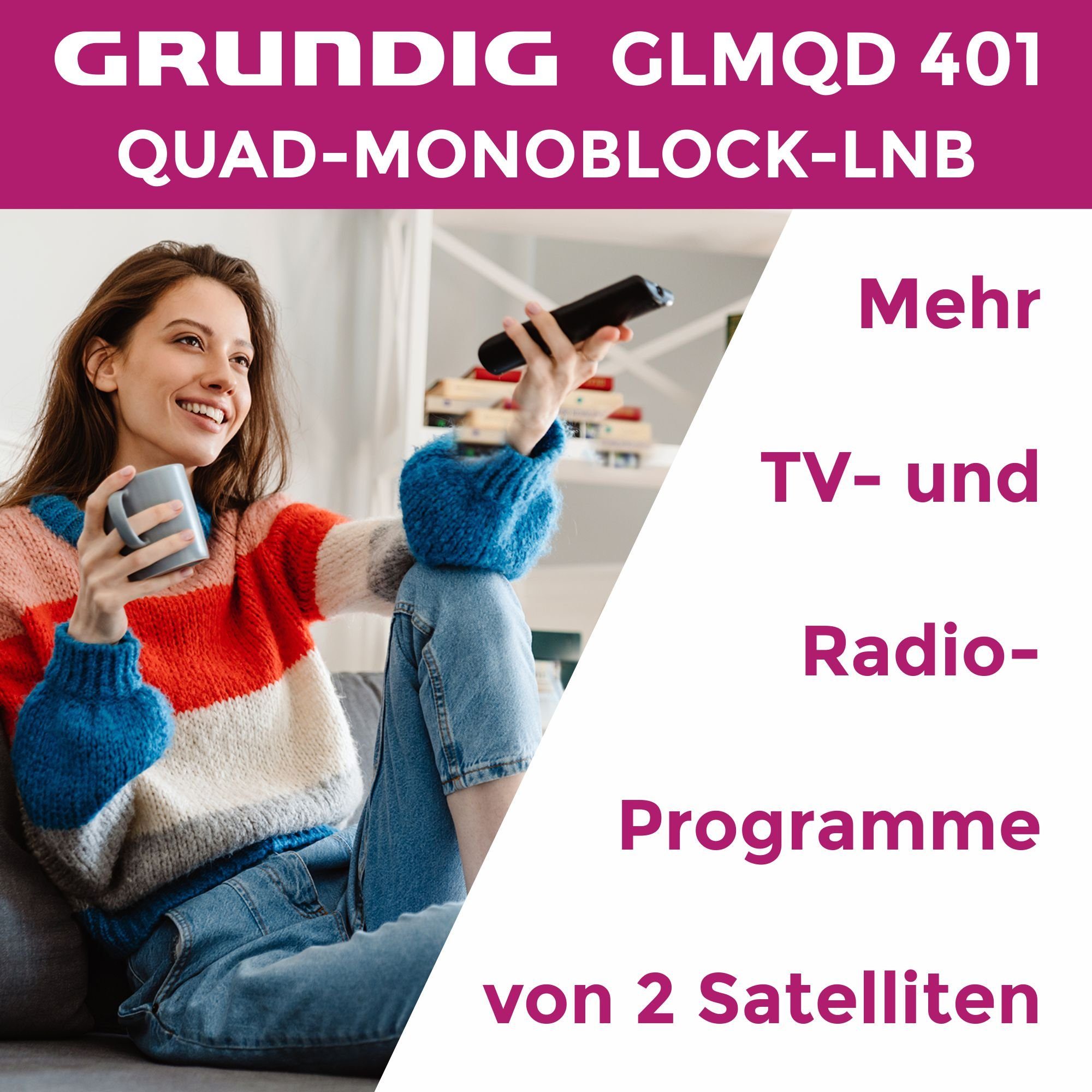 Aufdrehhilfe Monoblock-LNB 401 Teilnehmer - Quad Gummitülle) mit Satelliten Hotbird & (4 + Astra GLMQD GSS 2 Monoblock