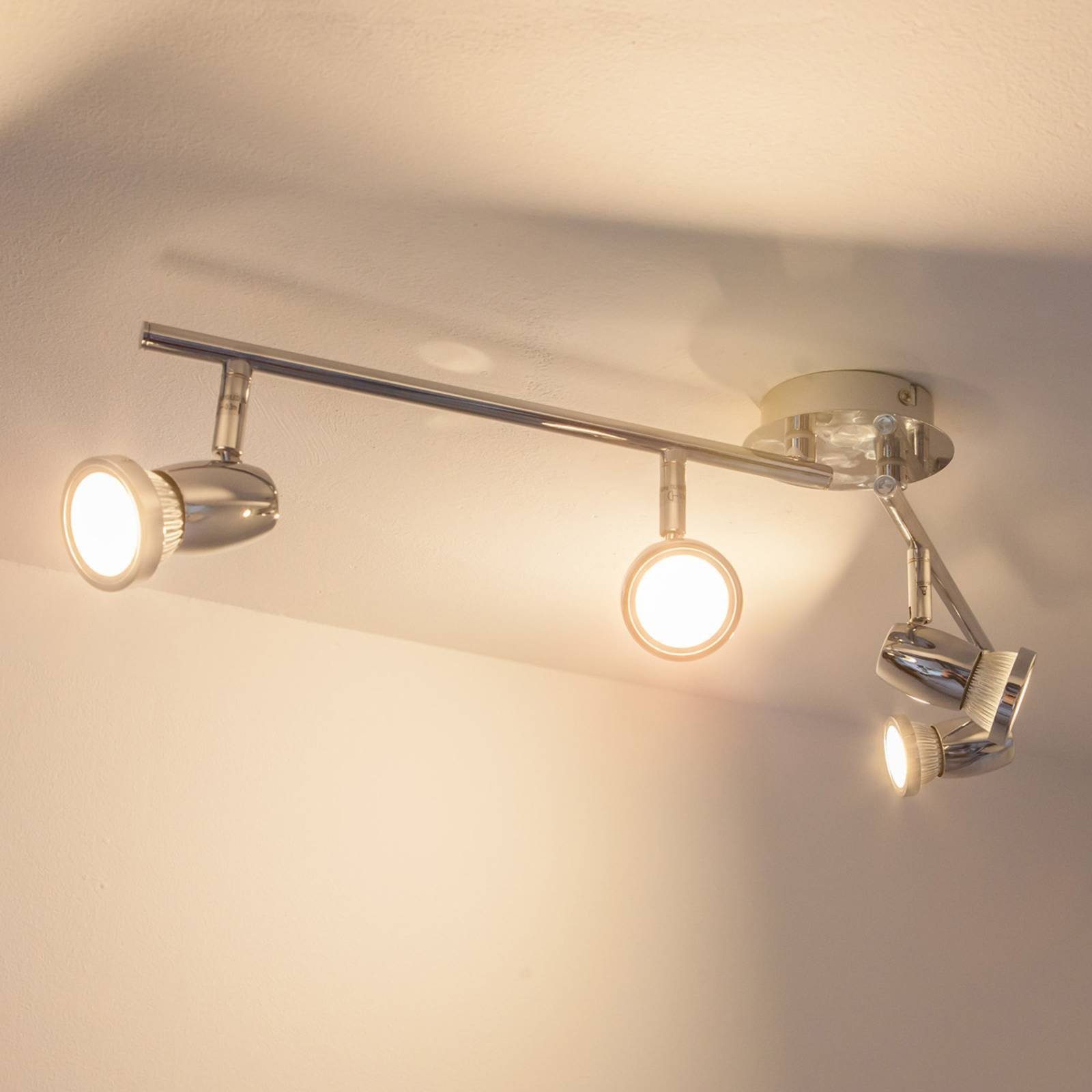 Lindby LED Arminius, Metall, Leuchtmittel flammig, Leuchtmittel, Deckenleuchte Lampe warmweiß, inklusive, LED inkl. GU10, 4 chrom, Modern