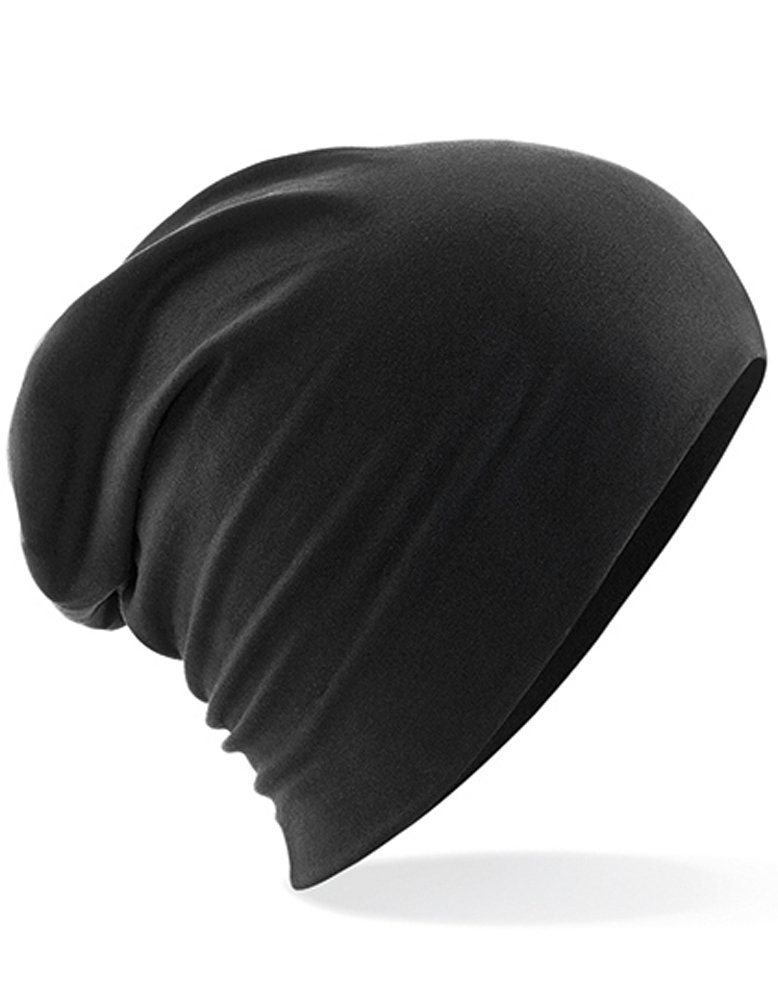 Beanie Goodman Black Dichtes Beanie Slouch Design Baumwoll-Mikrostrick Baumwoll