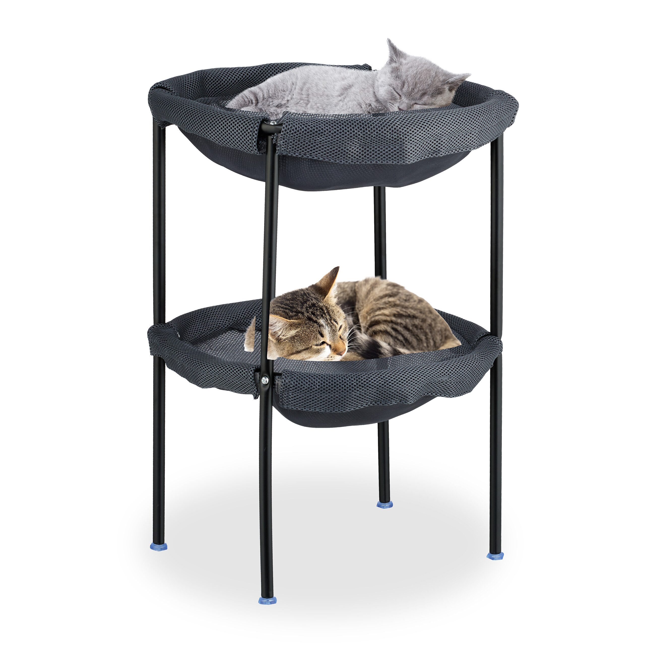 relaxdays Katzen-Hängematte Stehende Katzenhängematte 2 Etagen, Polyester günstig online kaufen
