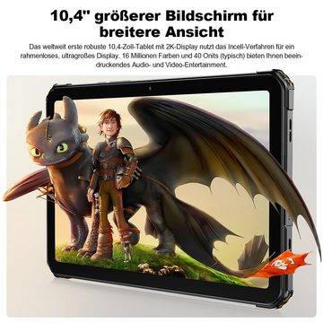 Fossibot DT1 Lite 10,4-Zoll-Robustes Tablet Tablet (10.4", 64 GB, 4G, MT8788 Octa-core 2.0GHz, 2K FHD Display, IPS Incell Touchscreen)
