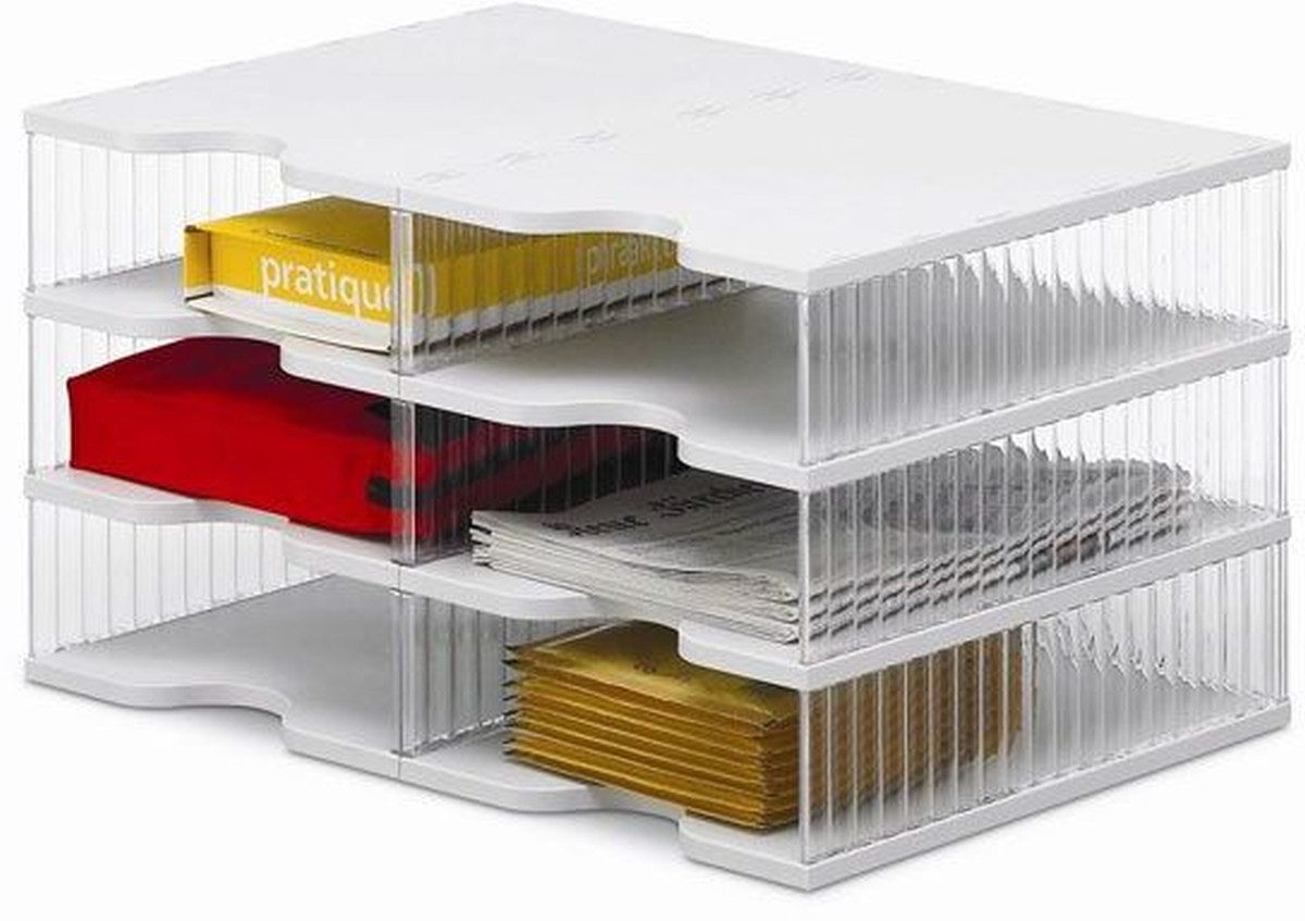 STYRO Briefablage Postsortieranlage Duo-Tower 6 Fächer grau transparent