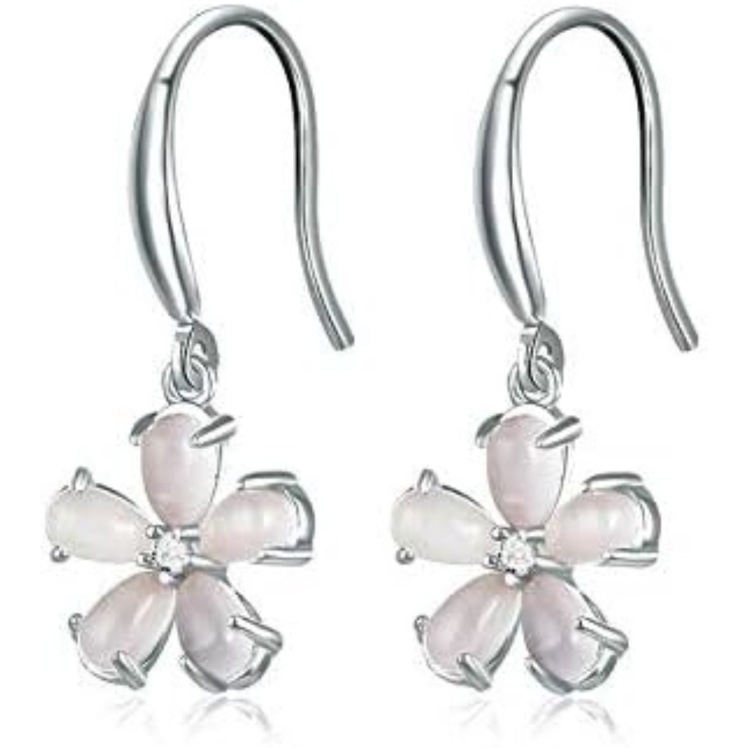 Lisandra Scott Ohrhaken-Set 925 Silber Ohrringe mit Funkelndem Katzenauge, Blumen Ohrhänger Damen, Zarter Blütenschmuck mit Katzenauge – femininer Eyecatcher