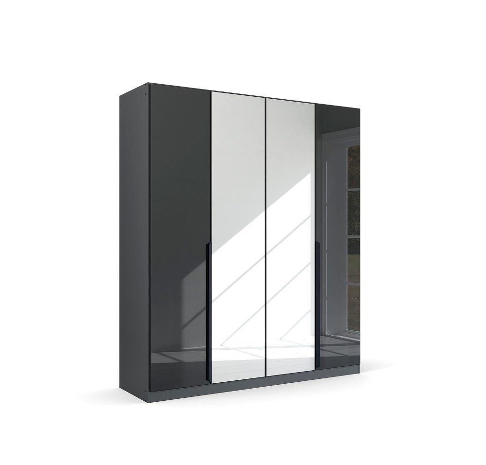Rauch Möbel Drehtürenschrank Modern, grau Kleiderschrank Spiegeltüren, mit Kleiderschrank metal