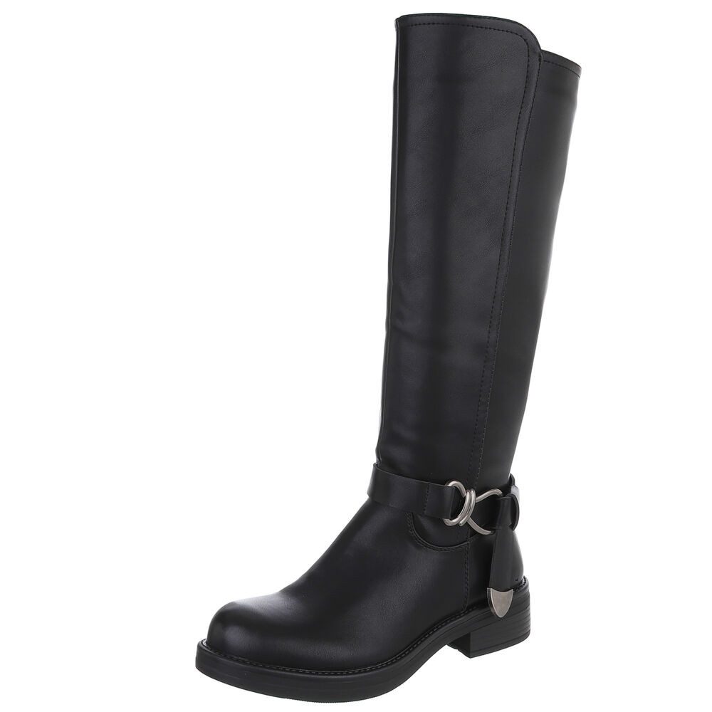 Ital-Design Elegante Damen Longboots mit Komfort und modischen Details Stie günstig online kaufen