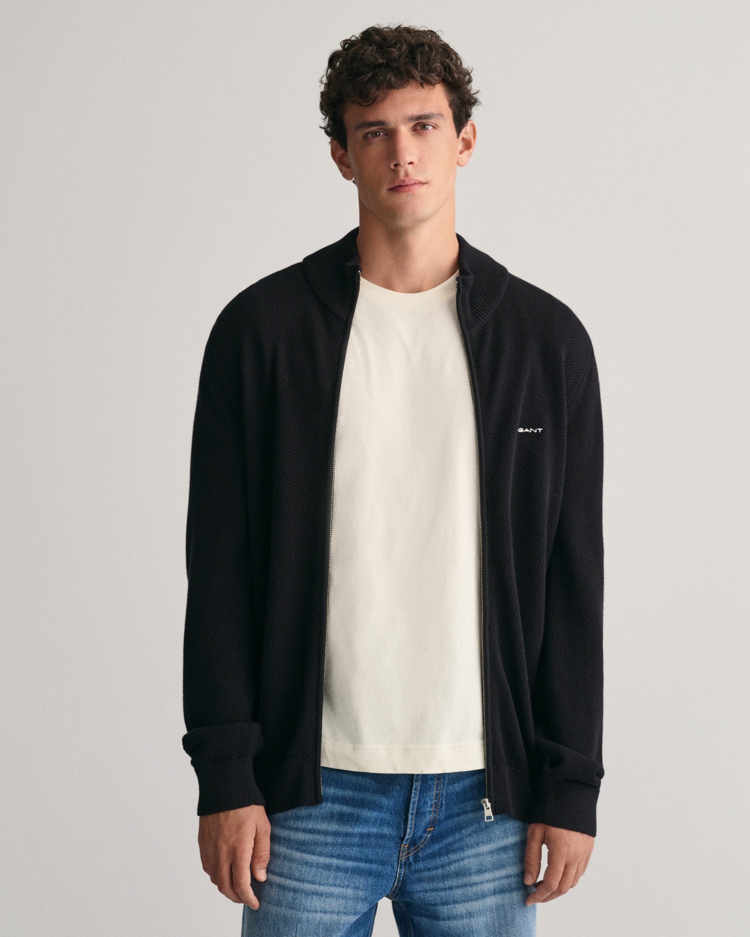 Strickjacke COTTON PIQUE ZIP CARDIGAN