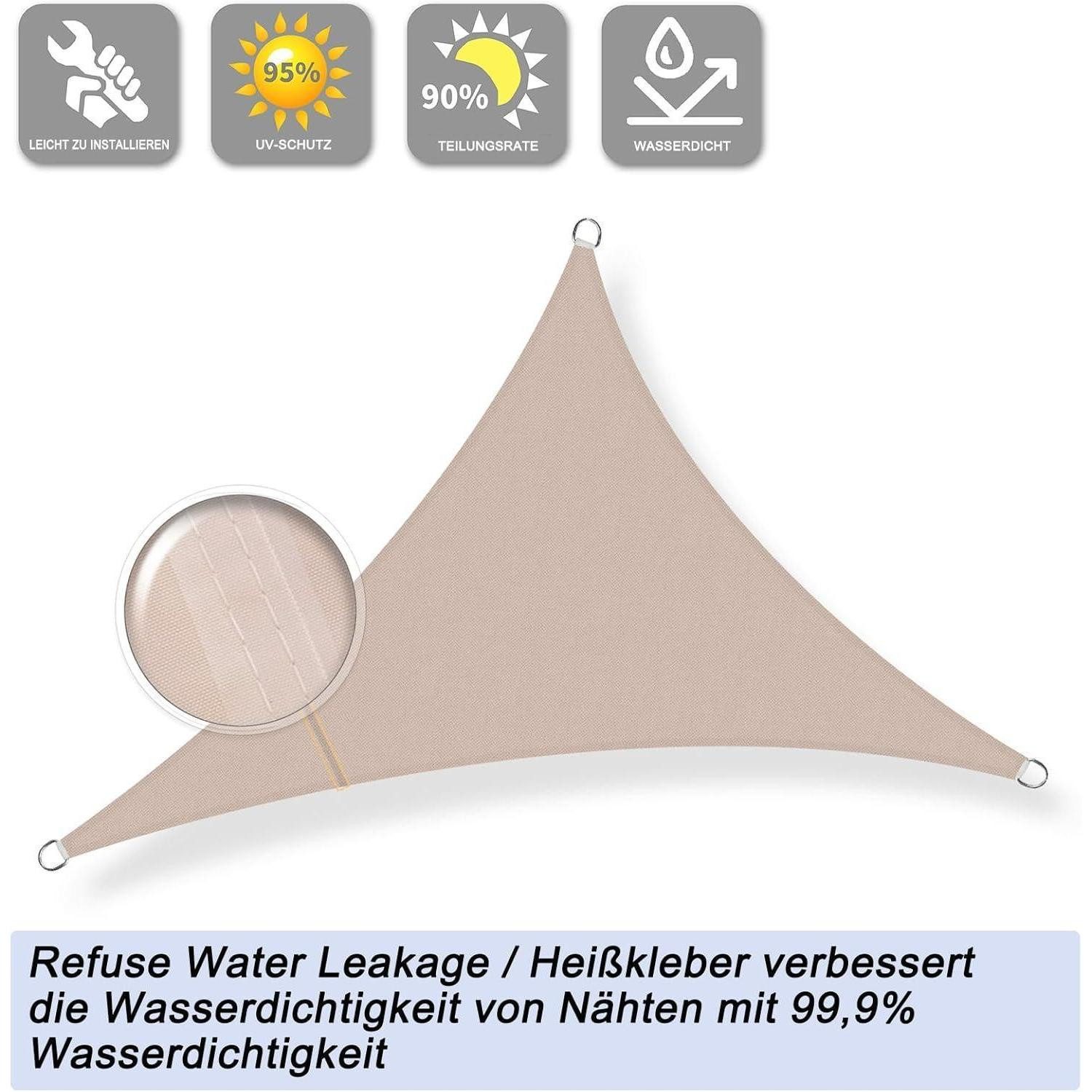 LuxusKollektion Sonnensegel Sonnensegel Dreieckig Wasserdicht Taupe 95 UV Schutz 3.6x3.6x3.6 Taupe