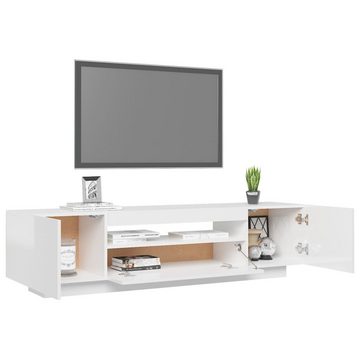 vidaXL TV-Schrank TV-Schrank mit LED-Leuchten Hochglanz-Weiß 160x35x40 cm Lowboard