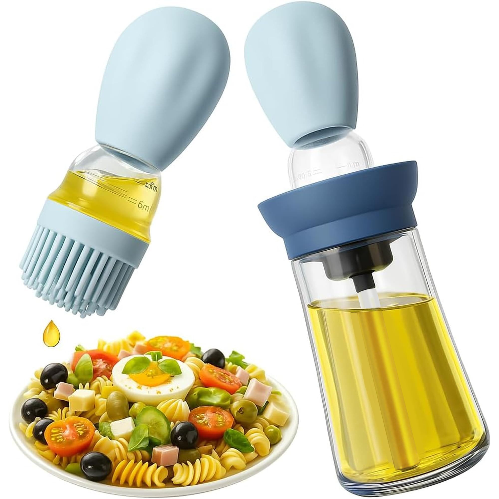 Ölspender Silikon-Pinselkopf-Ölspender, 2-in-1 Glas-Ölflasche