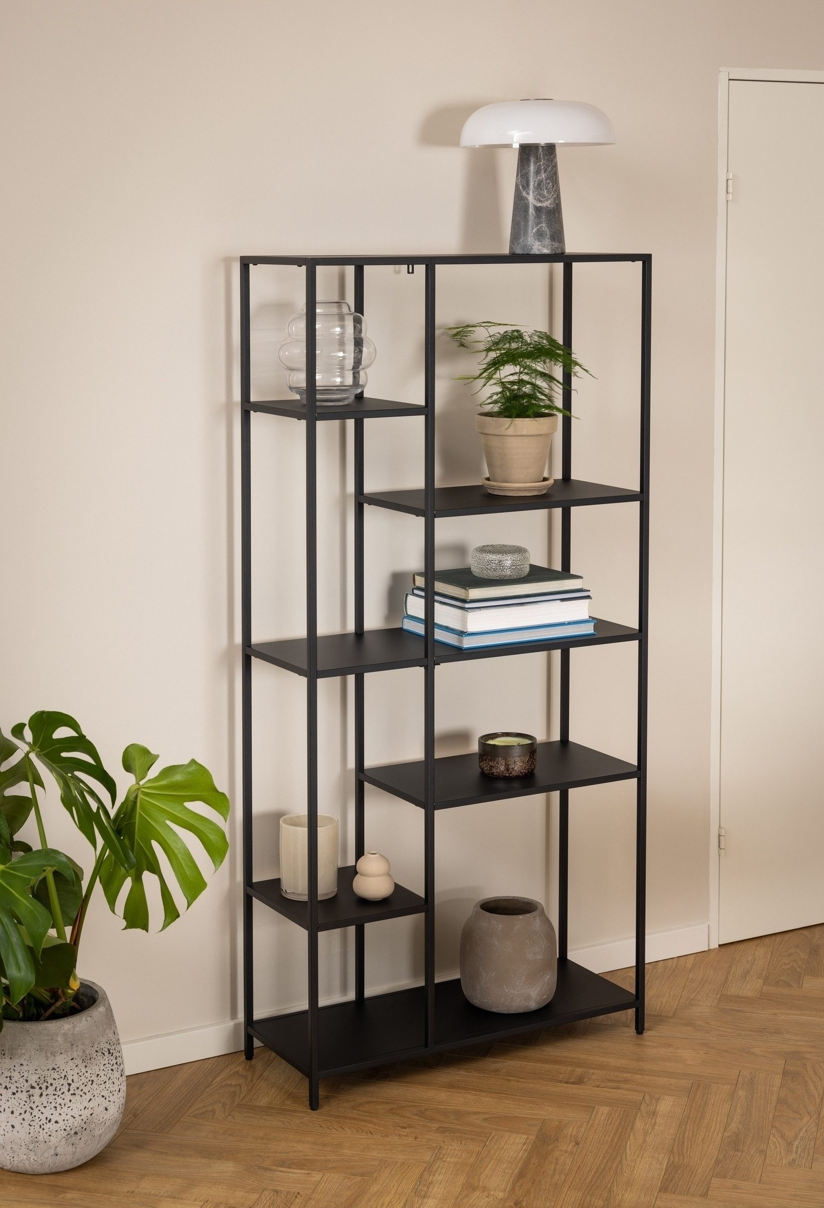 Standregal in schwarz, Stahl - 79,5x165x30cm (BxHxT)