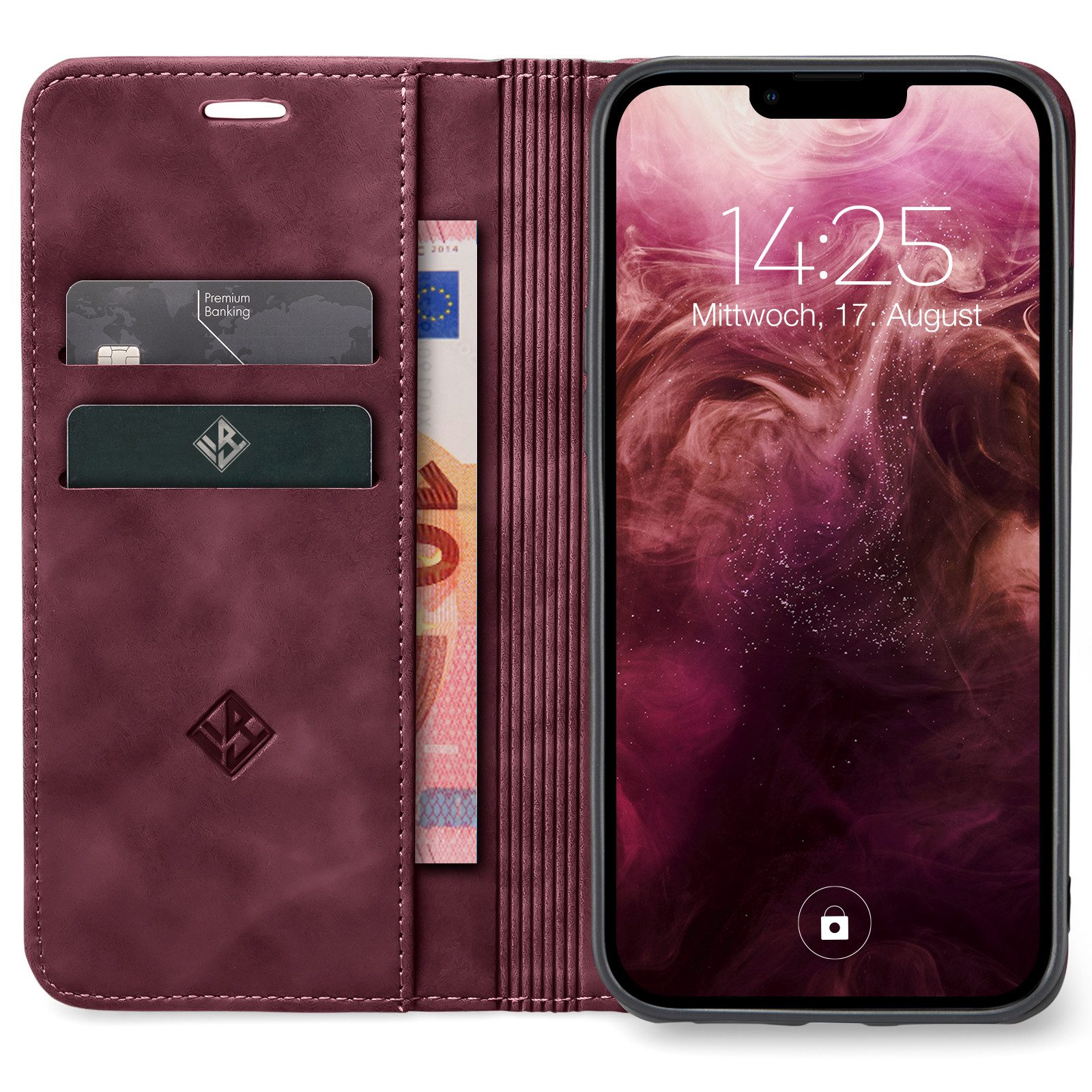 Tec-Expert Handyhülle Tasche Hülle für Apple iPhone 13 6.1 Zoll, 6.1, Cover Klapphülle Case mit Kartenfach Fliphülle aufstellbar