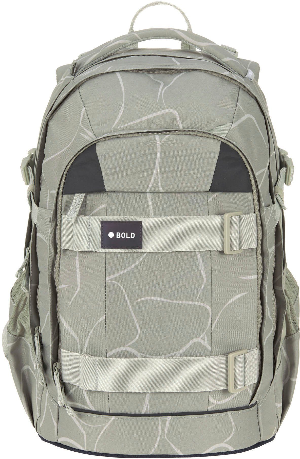 LÄSSIG Schulrucksack Origin Bold, curve sage, aus recyceltem Material