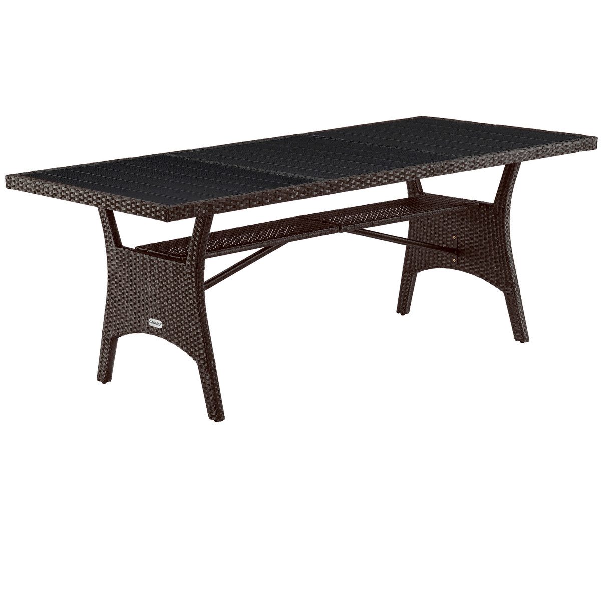 Casaria Gartentisch (1-St), Wetterfest 190x90x75cm WPC Tischplatte Polyrattan inkl. Ablage