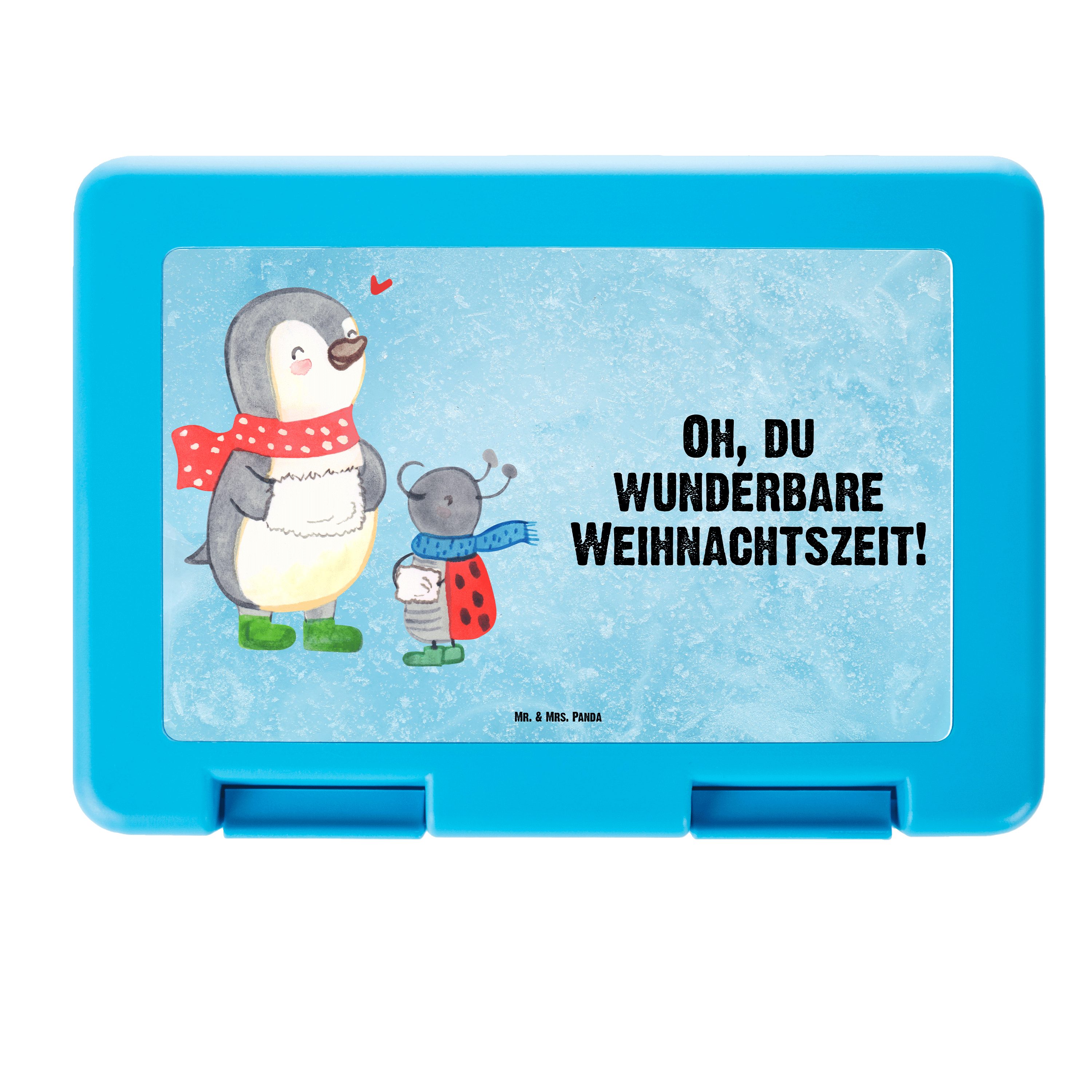 Mr. & Mrs. Panda Butterdose Smörle Winterzeit - Eisblau - Geschenk, Butterbrotdose, Weihnachtszei, Premium Kunststoff, (1-tlg)