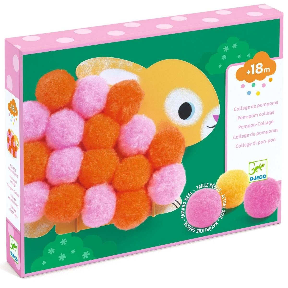 DJECO Kreativset Pompom Collage - Süße Tiere Kreativset für Kinder