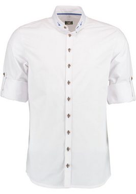 OS-Trachten Trachtenhemd Prayat Langarmhemd mit Stickerei auf dem Stehkragen