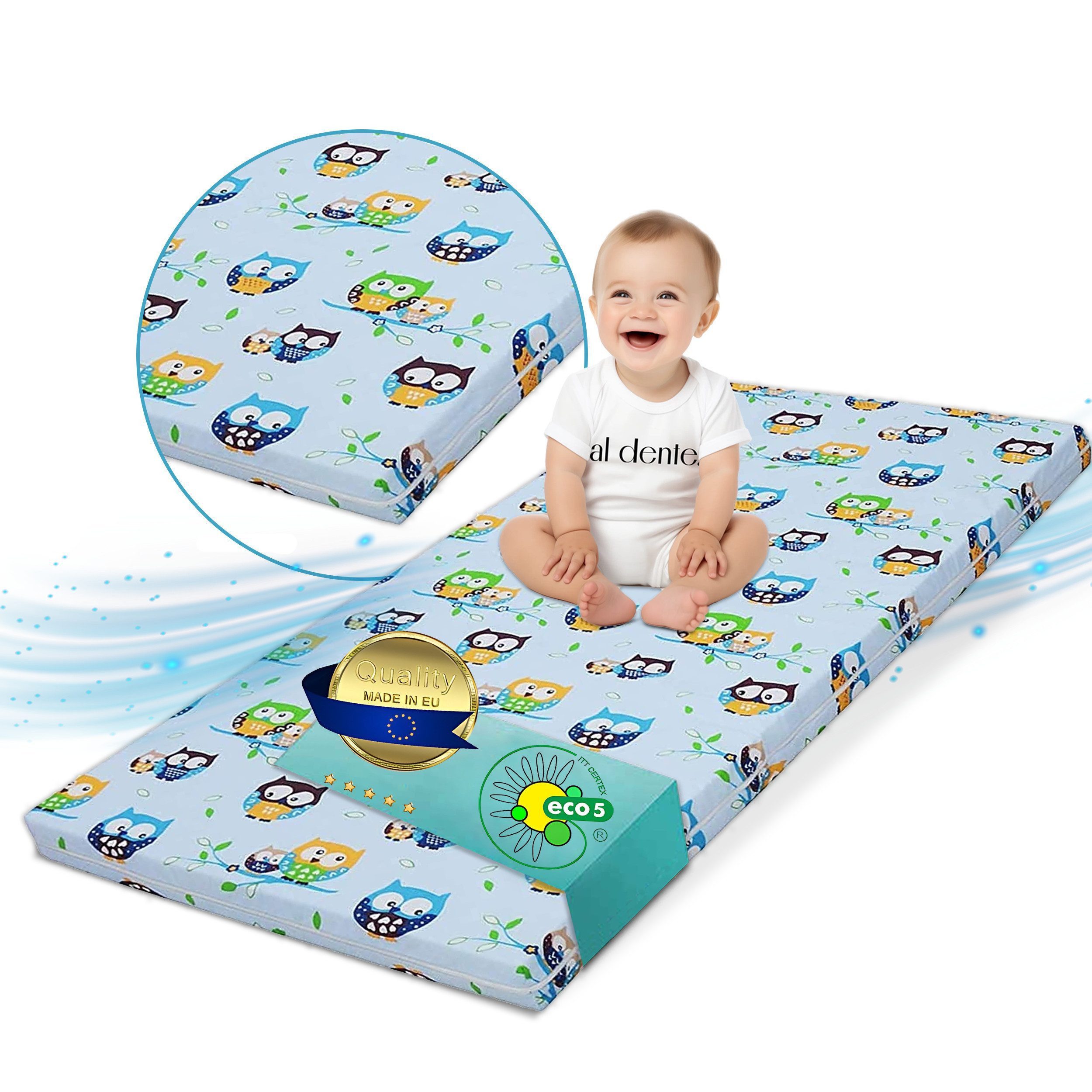 Kindermatratze Babymatratze mit Baumwollbezug, waschbar & rollbar–Allergike günstig online kaufen