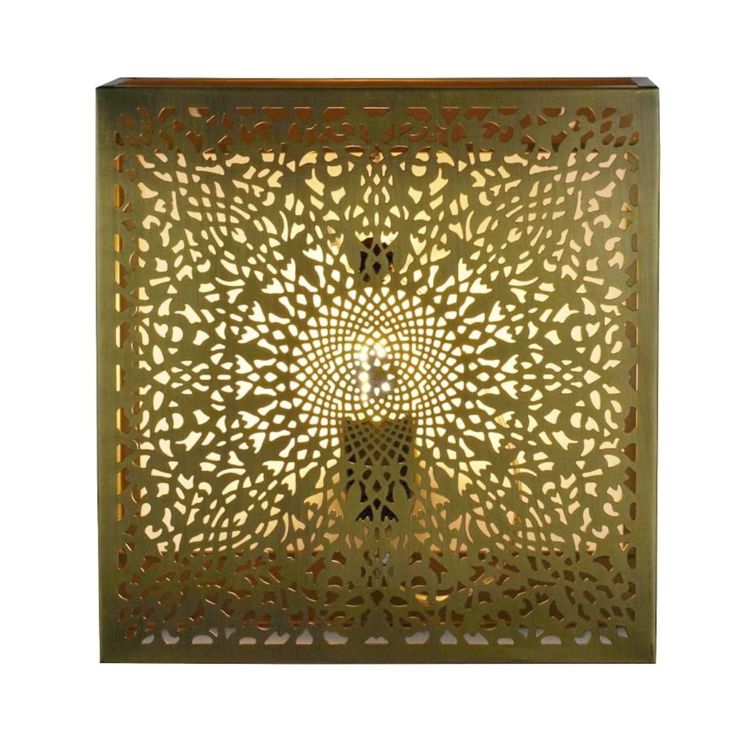 Marrakesch Orient & Mediterran Interior Wandleuchte Wandlampe Yakin orientalisch, handgemacht, Metall E27 Gold Antik 27 cm, Handarbeit