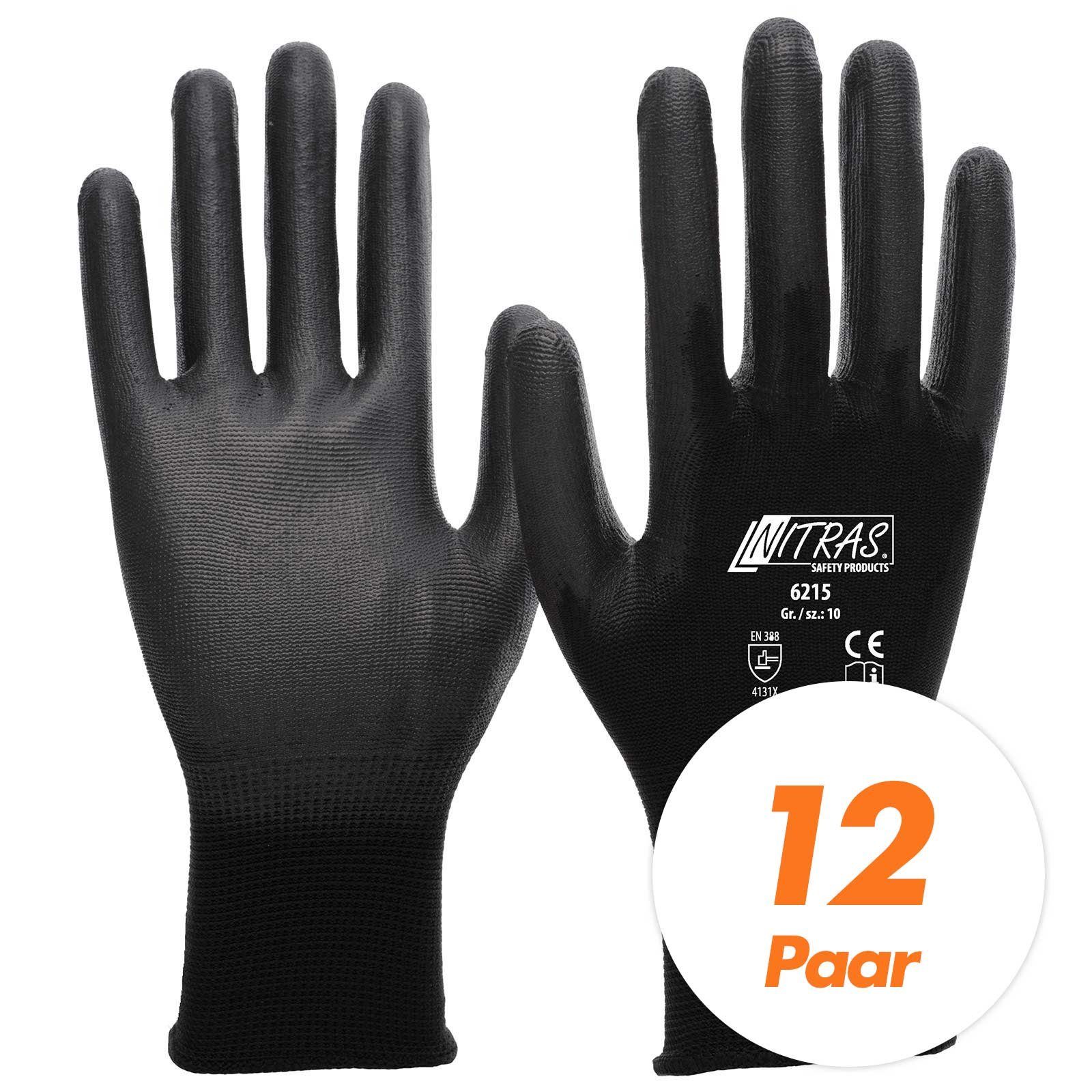 Nitras Nitril-Handschuhe NITRAS 6215 Nylon Strickhandschuh, Gartenhandschuhe - 12 Paar (Spar-Set)