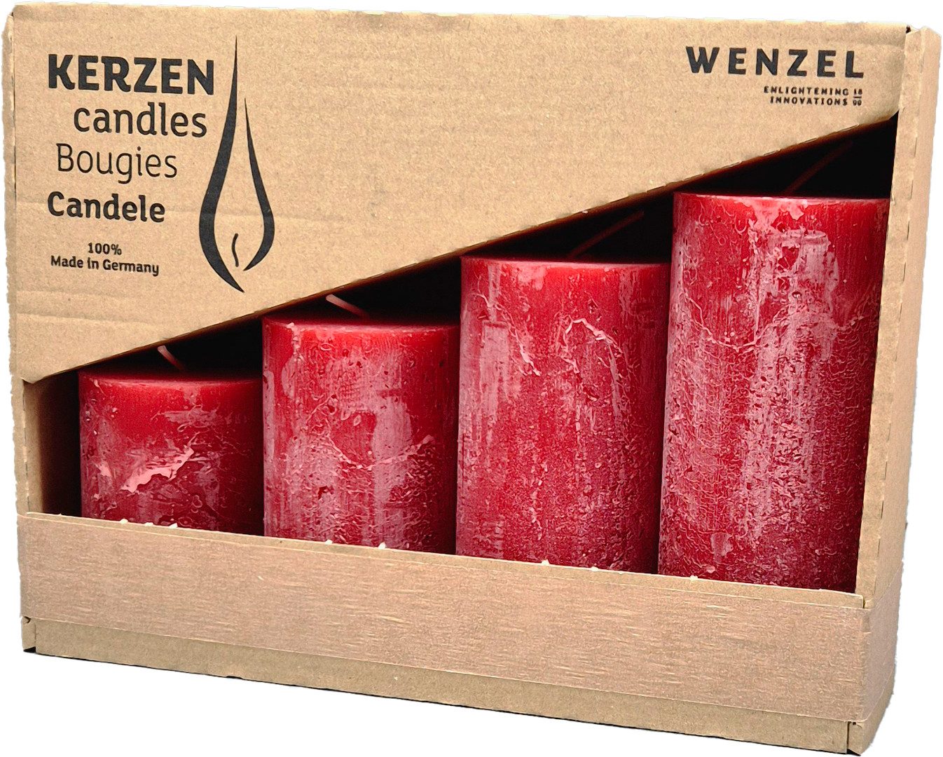 Wenzel Stumpenkerze Rustic (4-tlg), 4er-Set