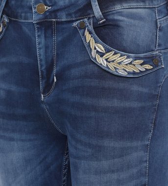 incasual Ankle-Jeans Denim-Hose koerpernah mit Stickerei