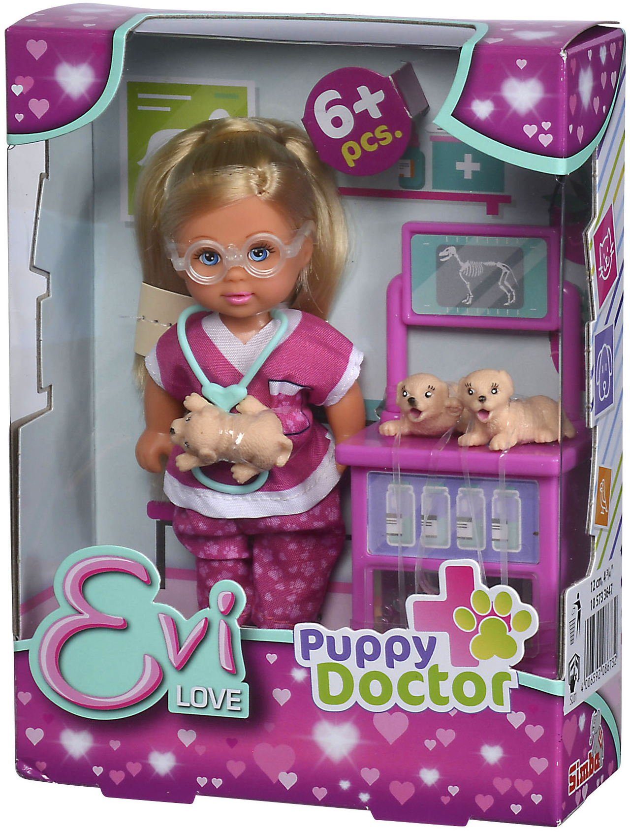 SIMBA Anziehpuppe Puppe Evi Love Puppy Doctor Tierärztin mit 3 Hunde Welpen 105733647