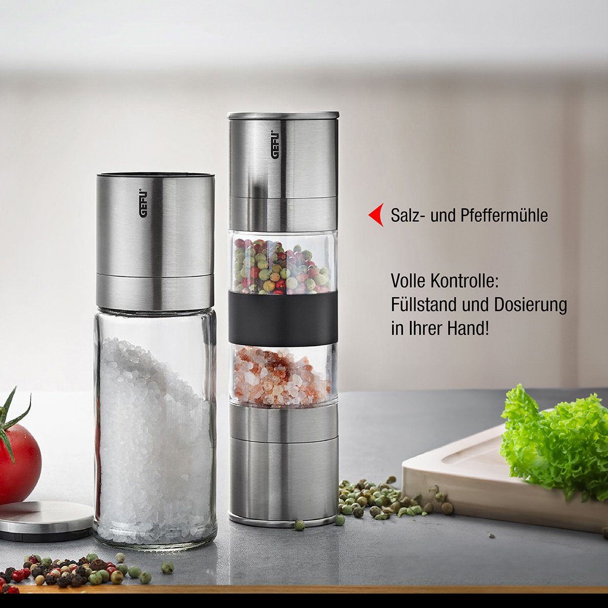 GEFU Salz-/Pfeffermühle Doppelmühle LAMOLA