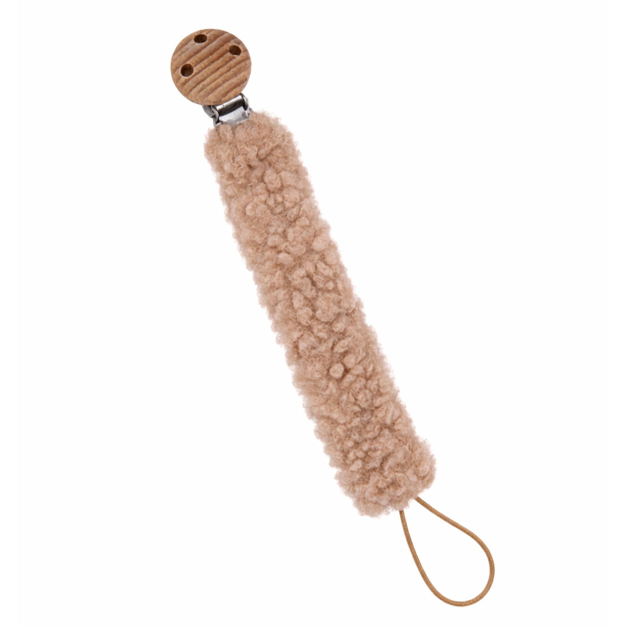 Zayno Schnullerbefestigung Teddy Schnullerkette "Molli" in Beige, (Packung, 1-tlg., Ermuntert, den Schnuller eigenständig zu greifen), Beeindruckt mit einem zeitlosen Design