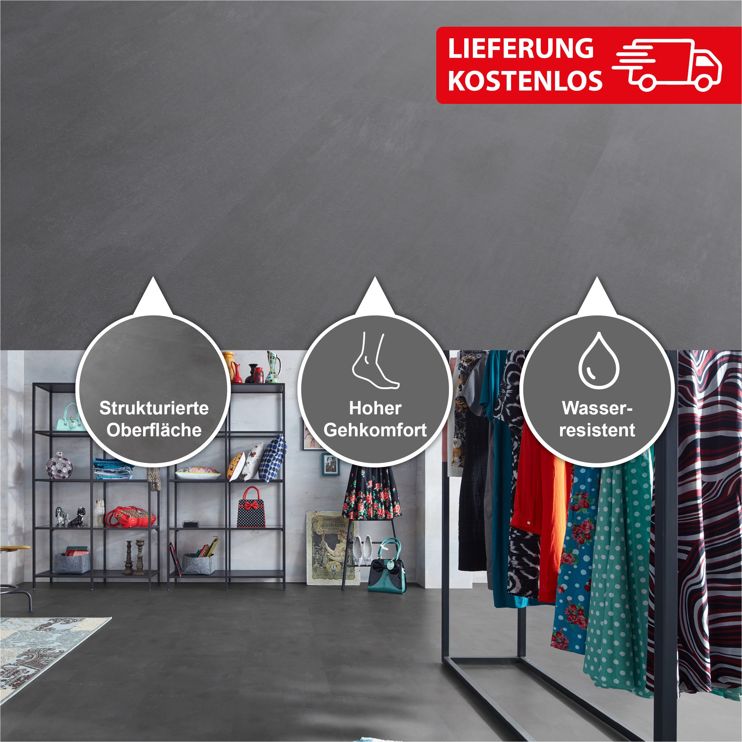 STARCLIC Designboden 605 x 304,8 x 4,2 mm Premium Klick-Vinylboden Steinoptik, Packung mit 2,21 m², Versandkostenfreie Lieferung, Wasserfest mit Klicksystem naturgetreue Oberfläche