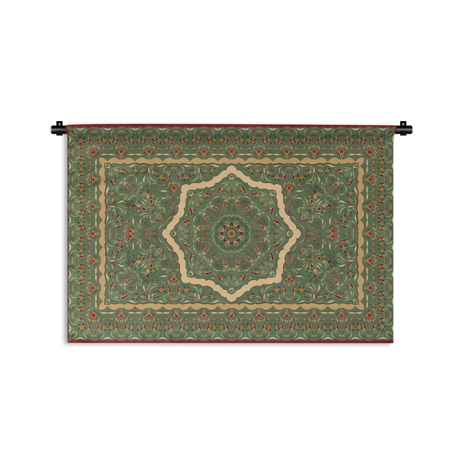 MuchoWow Wanddekoobjekt Persische Teppiche - Teppiche - Mandala - Grün, Wandtuch Hausdekor für Wohnzimmer, Schlafzimmer, Kinderzimmer
