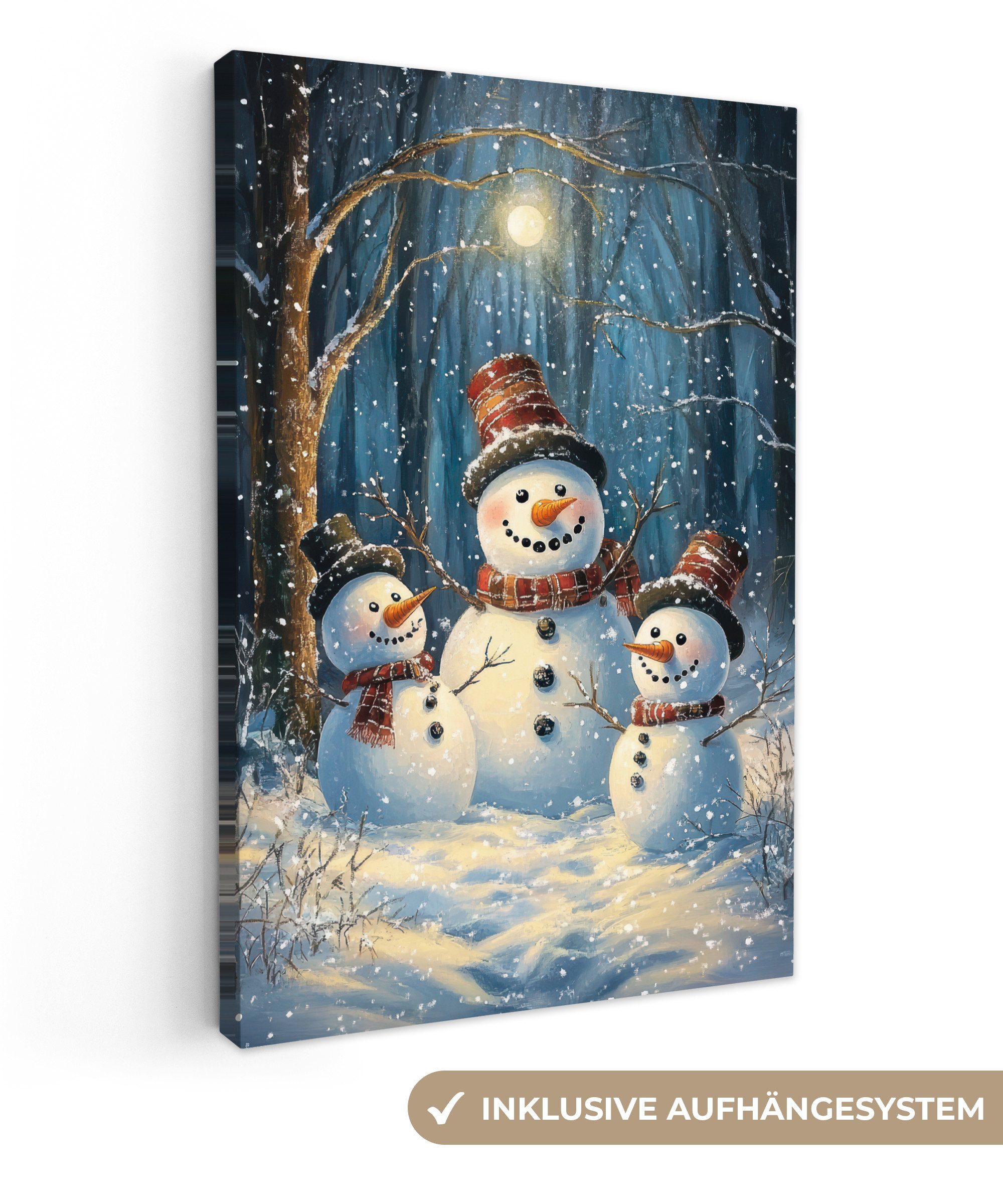 OneMillionCanvasses® Leinwandbild Schneemann - Schnee - Winter - Wald, Foto günstig online kaufen