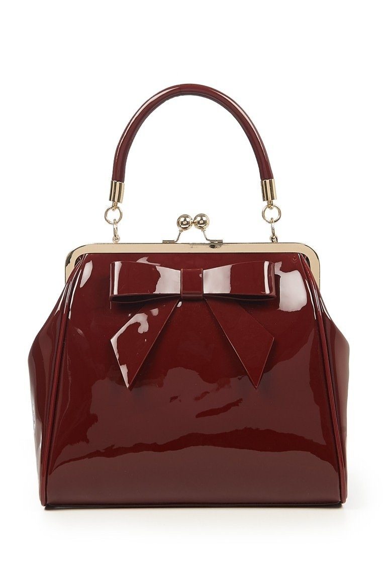 Lack Vintage American Burgundy, Handtasche Banned Zierschleife