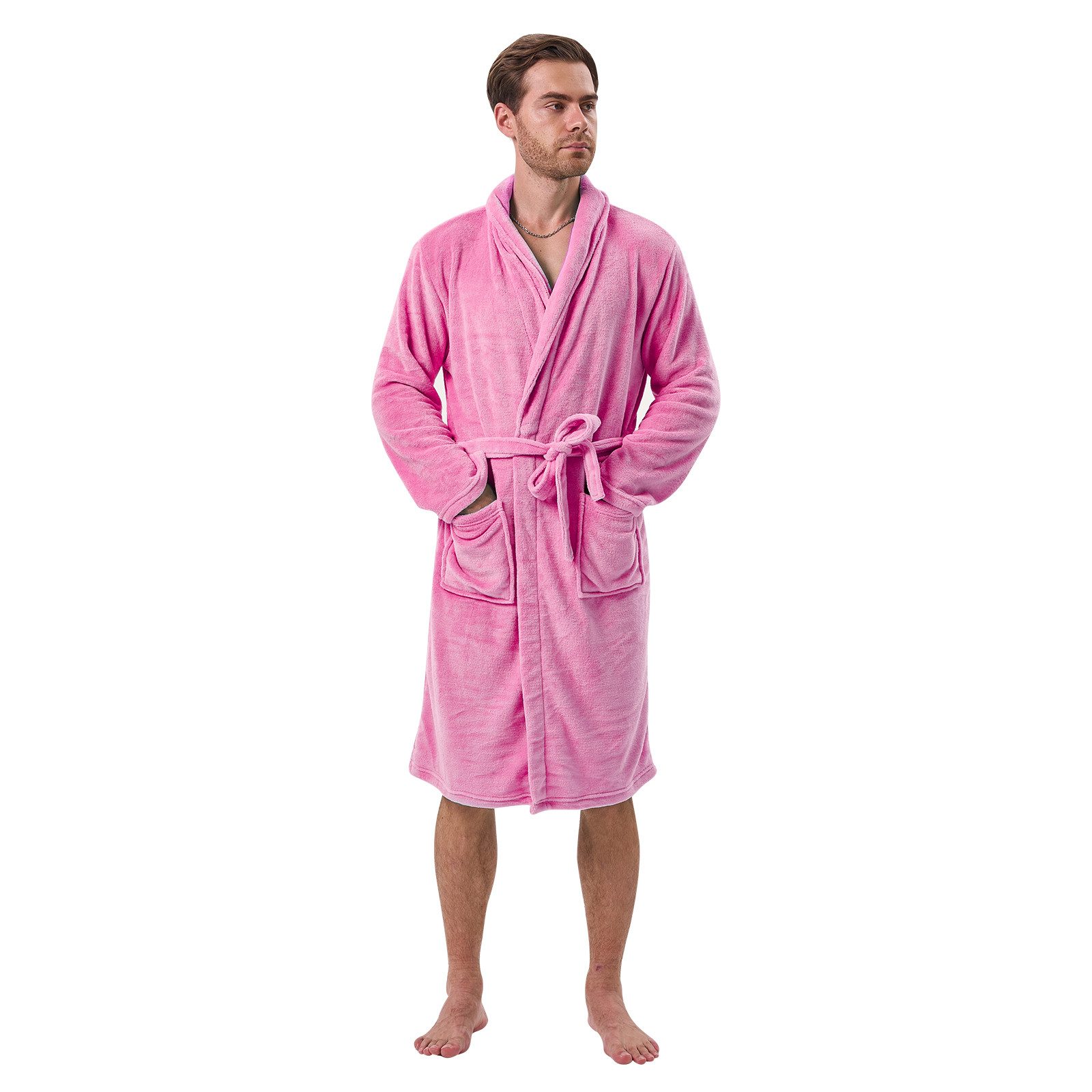 i@home Unisex-Bademantel Bademantel aus Korallenfleece Plüsch weich warm Mo günstig online kaufen