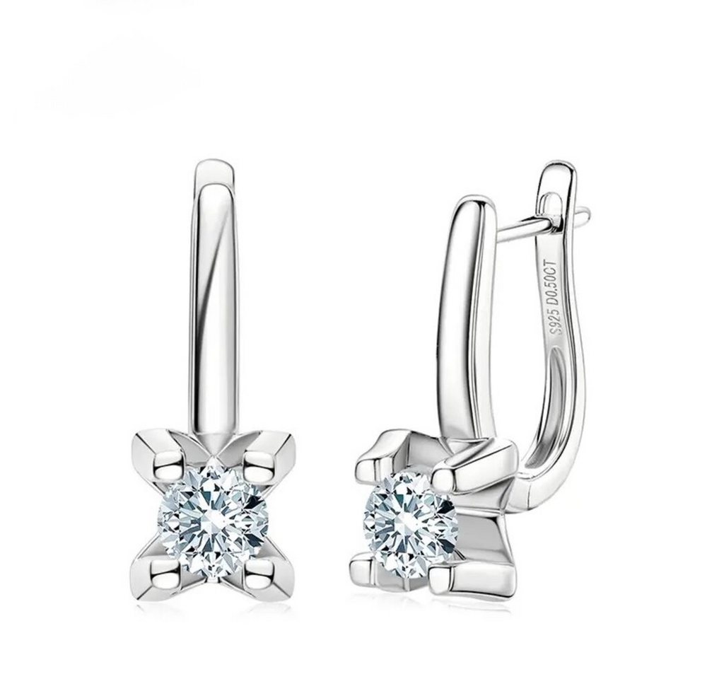 ROUGEMONT Paar Creolen Moissanit Damen Creolen 925 Sterling Silber 18K Gold 6,5mm 1ct, Echtschmuck