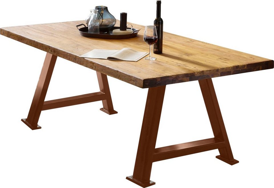 mit mit rustikaler Tischplatte Esstisch, Oberfläche sichtbarer Maserung, SIT
