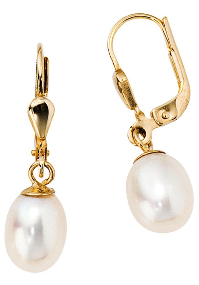 JOBO Perlenohrringe, 585 Gold mit Süßwasser-Zuchtperlen