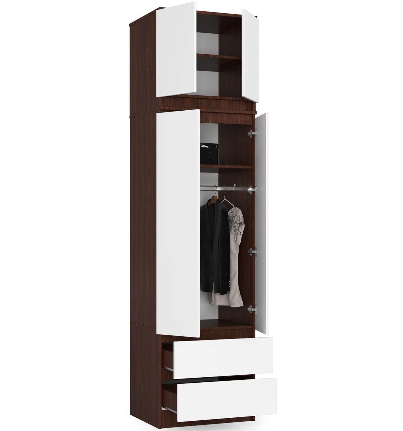 Raumhirsch Furniture Kleiderschrank Moderner Kleiderschrank - Stilvoller Stauraum - Garderobenschrank Weiße mattierte Oberfläche, 3 Türen, Soft-Close-System, 180x120x50 cm
