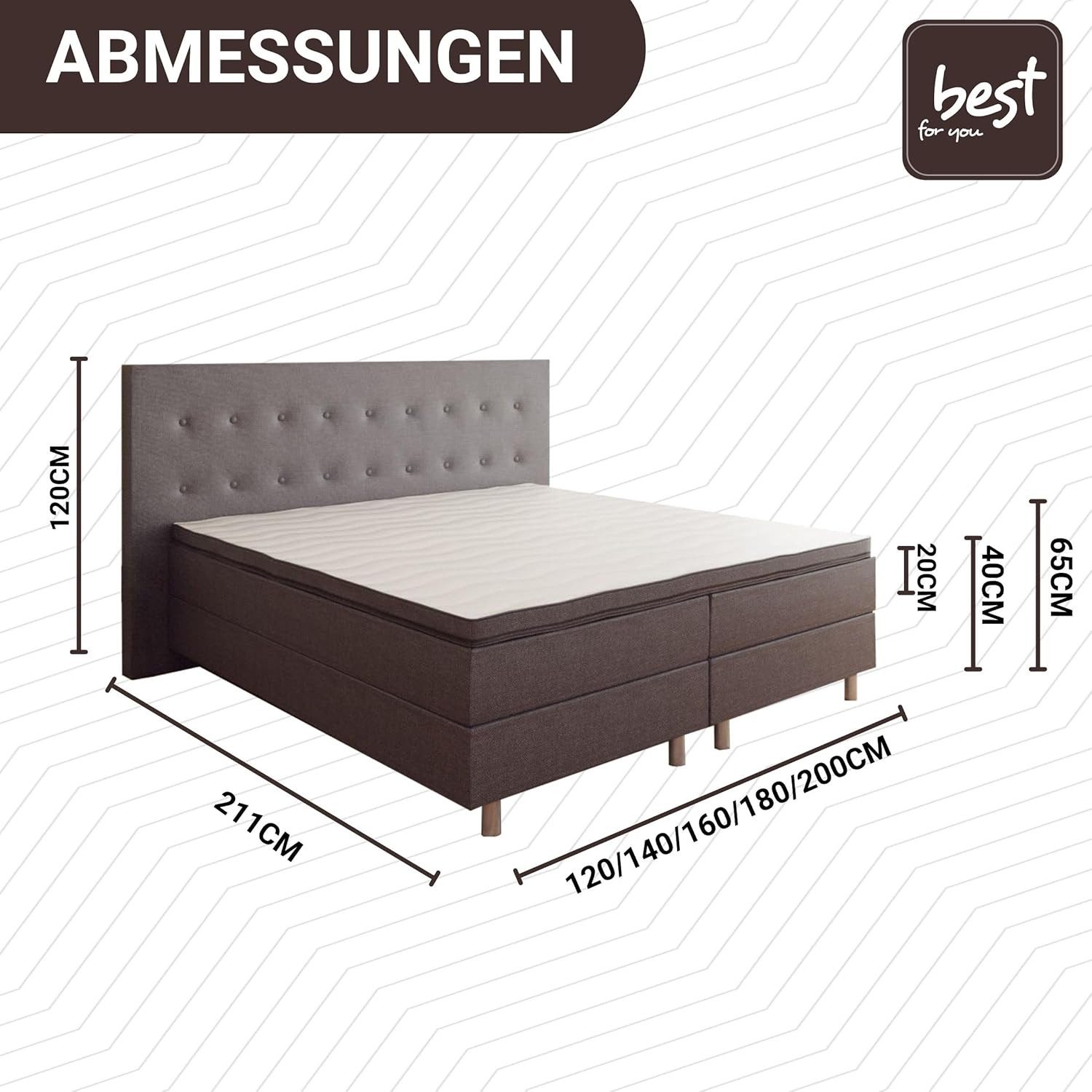 Best for Home Boxspringbett Boxspringbett NEO mit Bonell-Federkern &5 cm To günstig online kaufen