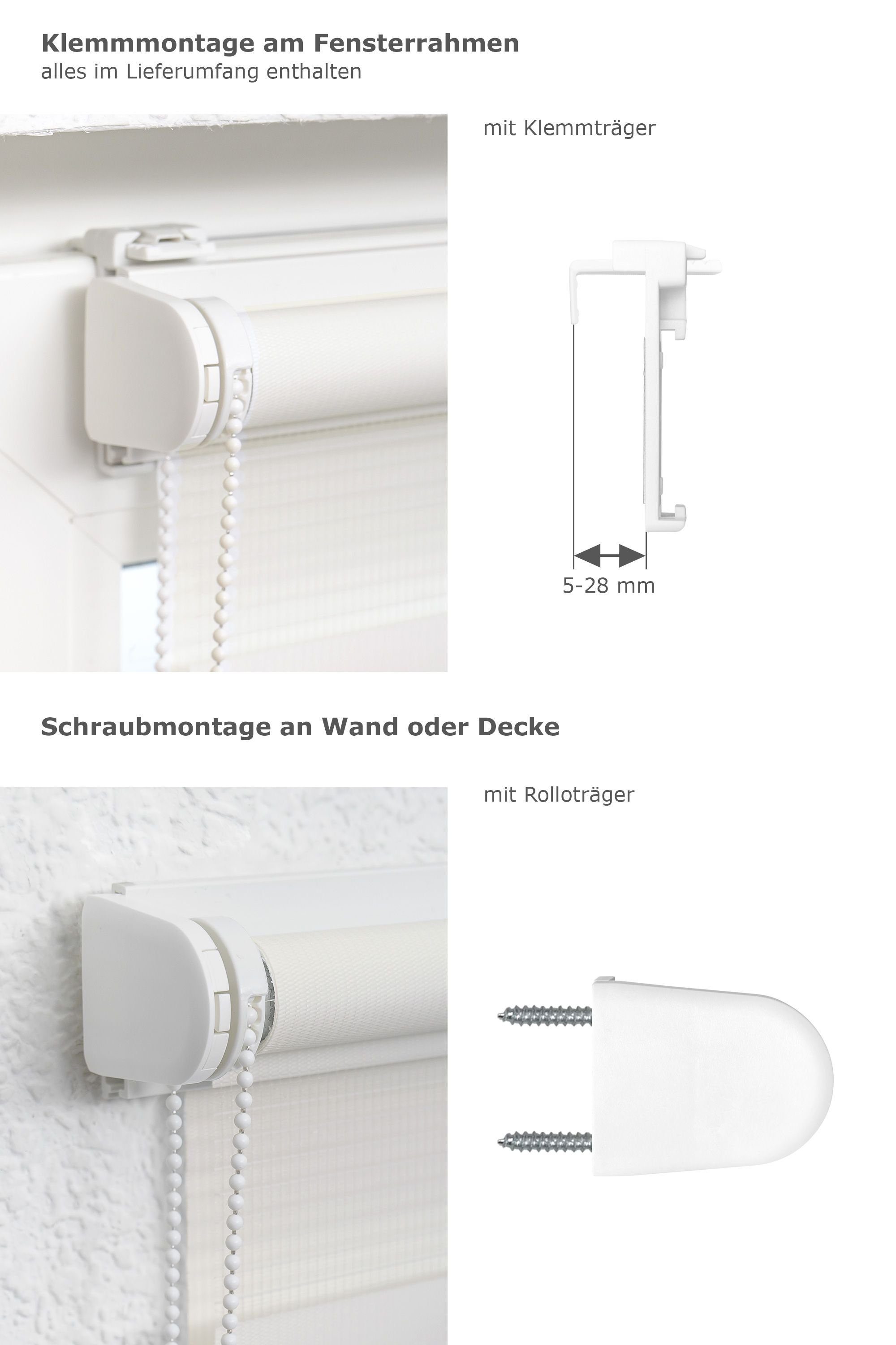 Rollo Qualitätsdoppelrollo Klemmtr. Reinweiß, LYSEL®, blickdicht, HxB 150x70cm