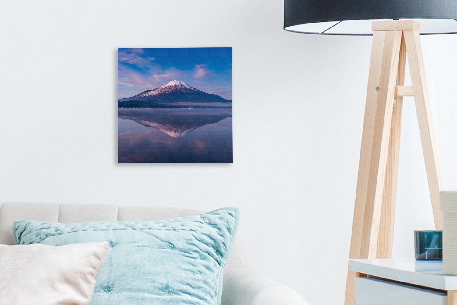 St), Bilder Leinwandbild (1 Leinwand Wasser, Fuji-Vulkans des im Japan OneMillionCanvasses® für Schlafzimmer in Wohnzimmer Spiegelung