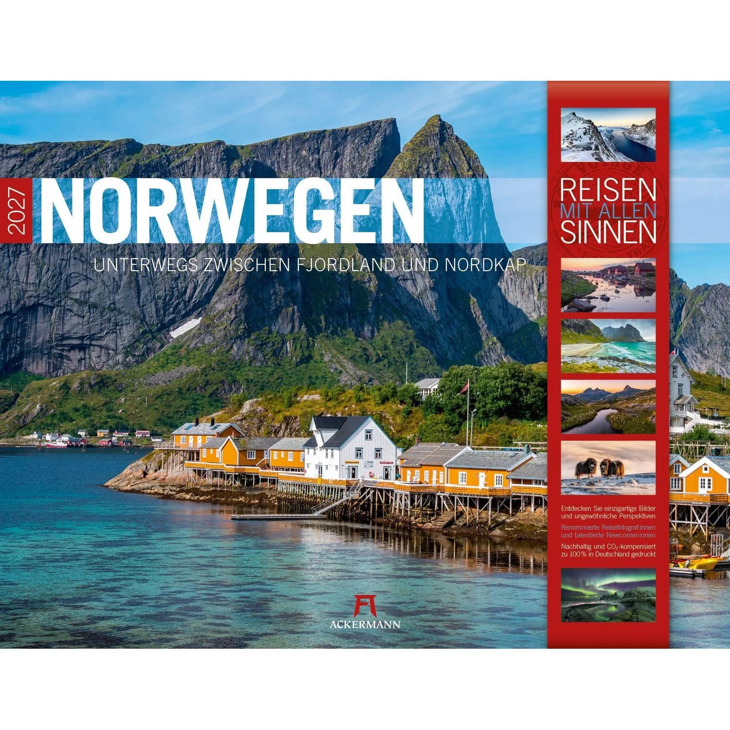 Ackermann Wandkalender Norwegen Kalender 2027, Unterwegs zwischen Fjordland und Nordkap