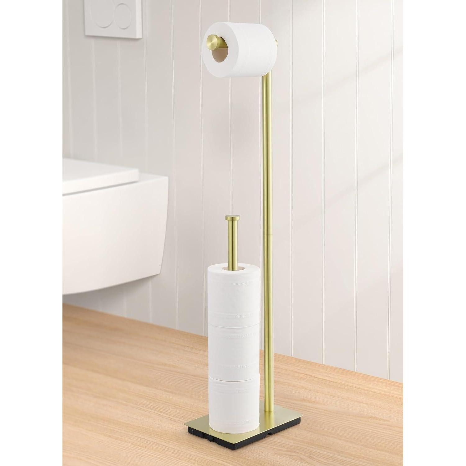LuxusKollektion Toilettenpapierhalter Toilettenpapierhalter Freistehend Edelstahl Gebürstetes Gold Edelstahl (1-St)