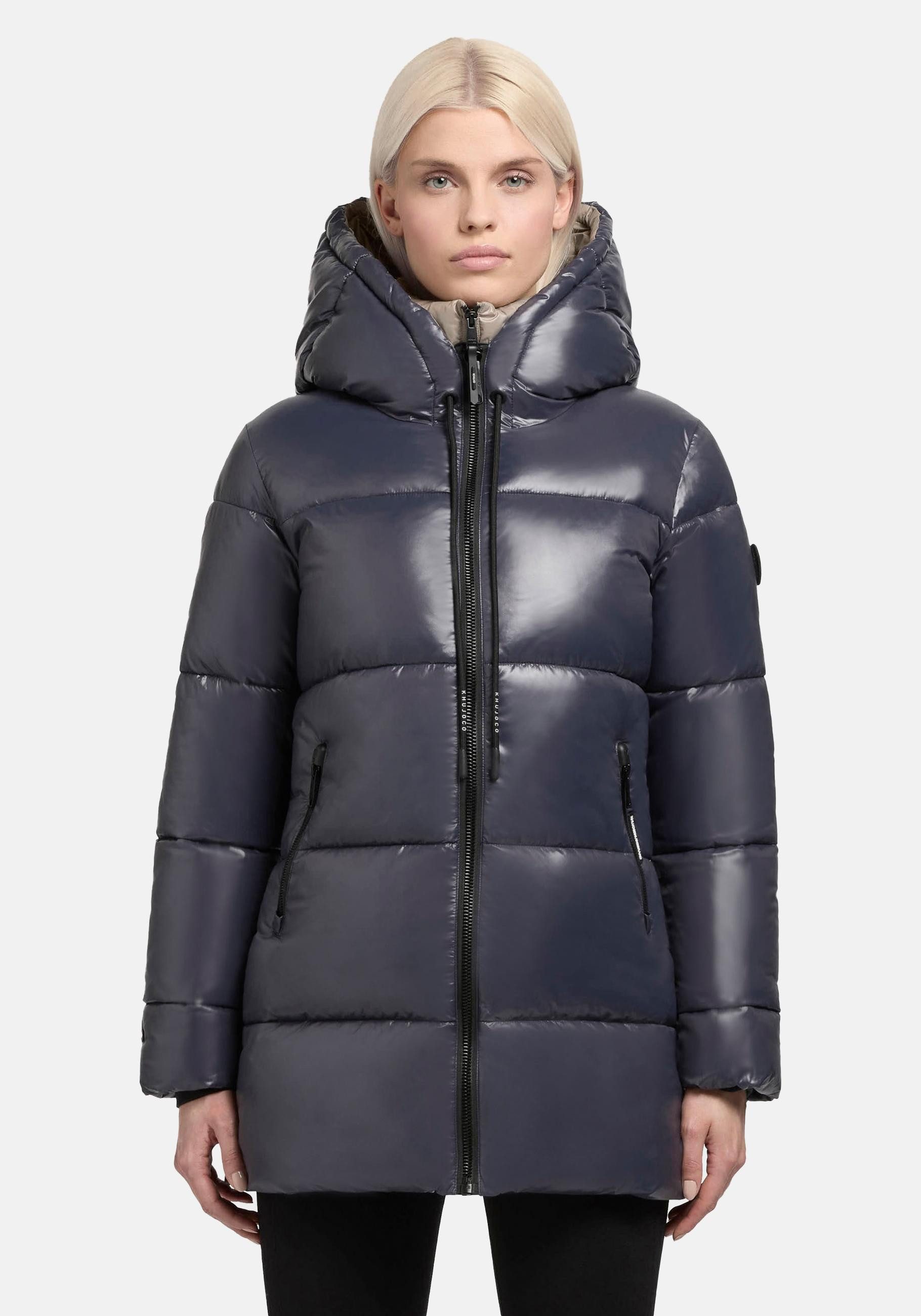 khujo Kurzmantel Grana Glänzender kurzer gesteppter Damen Wintermantel