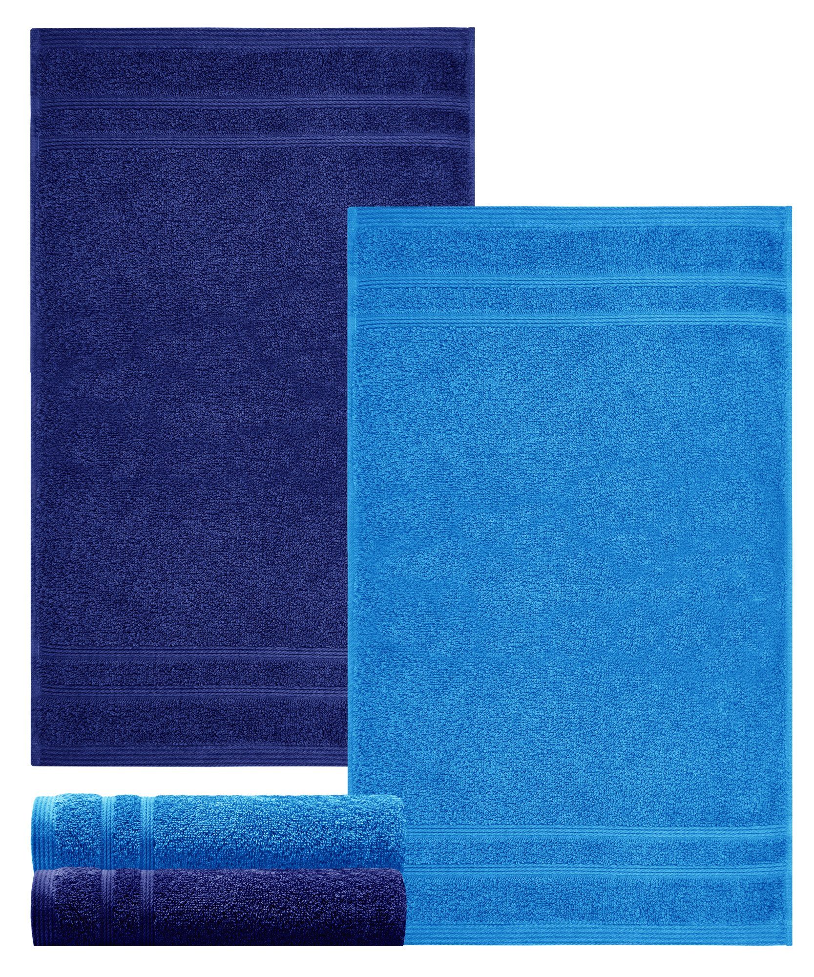 30x50 - Capri Marine Gästehandtücher London, Handtuch (Set, saugstark Blaue Set Frottee, 4-tlg), Lashuma cm