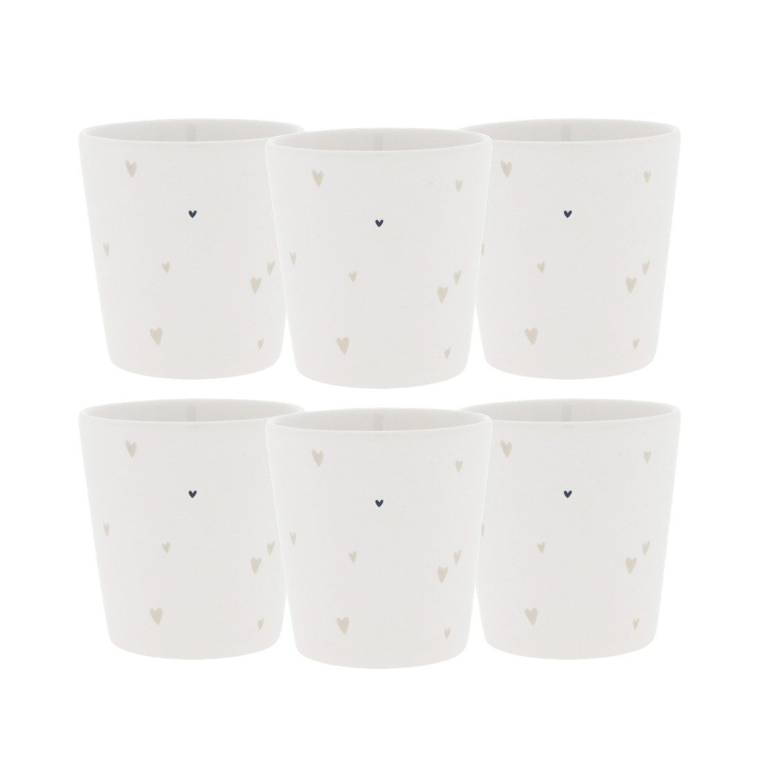 Bastion Collections Tasse Beige Titan, Keramik, Spülmaschinengeeignet, Weiß, Herzen, H: 9cm