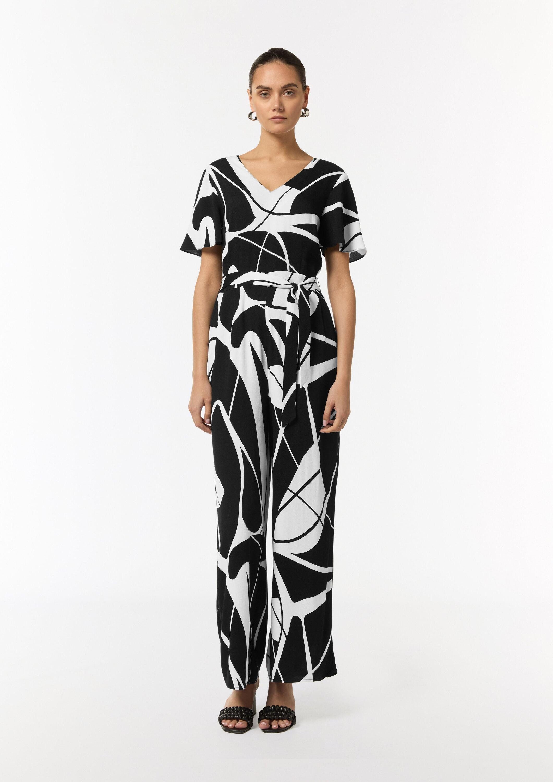 comma Jumpsuit Overall Overall mit Crêpestruktur (1-tlg)